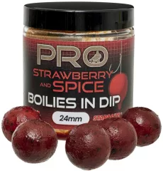 Sensas Boilies In Dip Pro Strawberry Spice 150g 24mm