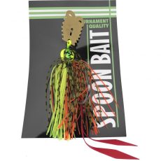 Spoon bait with octopus tail 18g chartreuse and dark green stripe